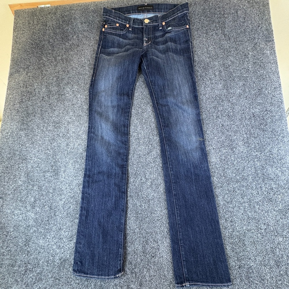 Rock & Republic Siella Bootcut Jeans Womens 29x34 Blue Denim Cotton Low Rise